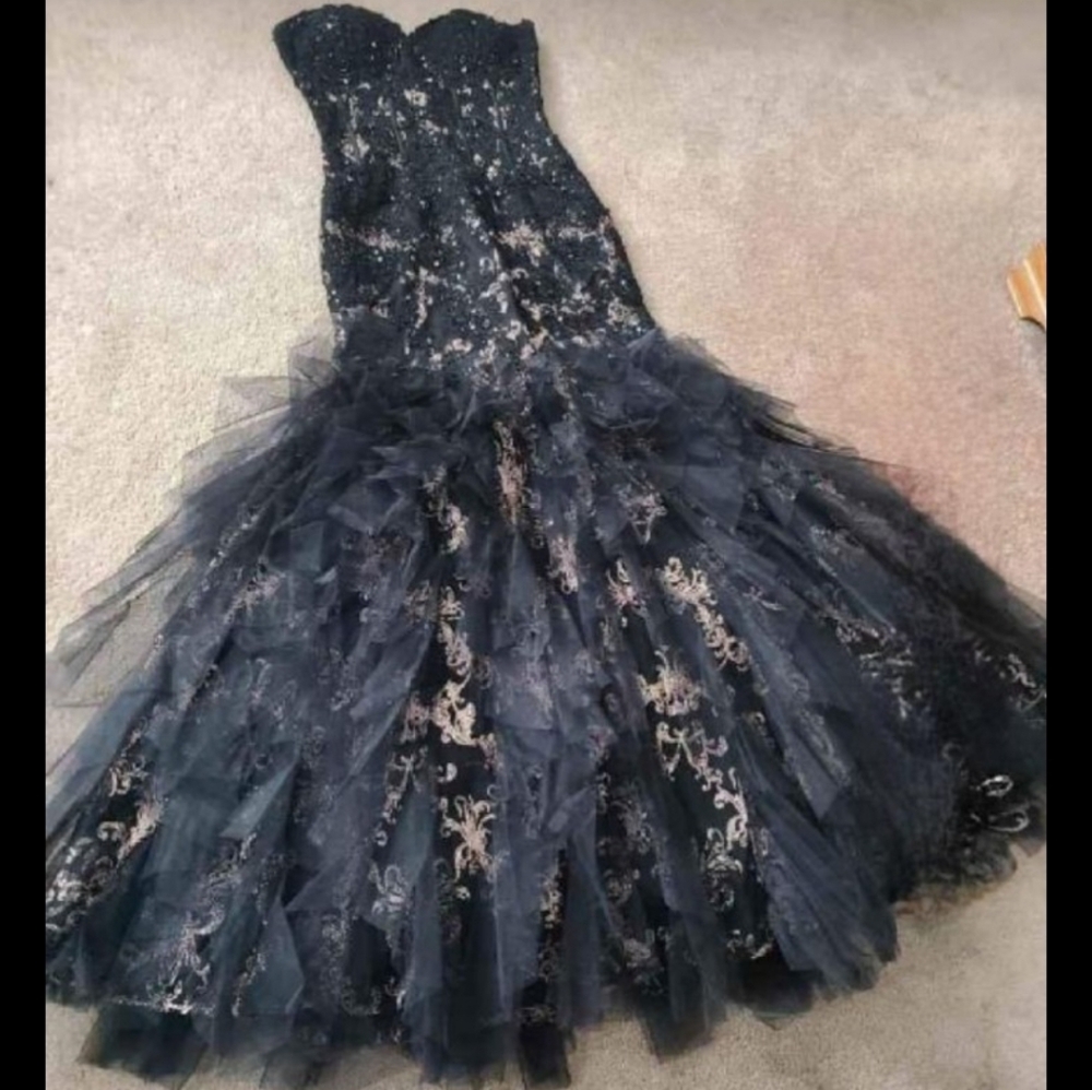 Jovani Black and Gold Embellished Gown - Picture 3 of 6